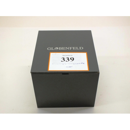 339 - GLOBENFELD GENTS TOP GERMAN SPORTS WATCH NEW BATTERIES FITTED COMES IN ORIGINAL BOX AND A 5 YEAR WAR... 