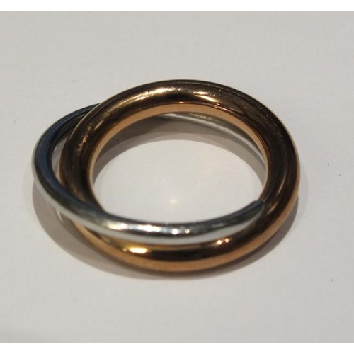 283 - CALVIN KLEIN SILVER AND ROSE GOLD TONE RING SIZE O