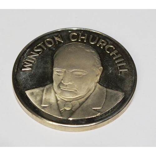 285 - 1965 WINSTON CHURCHILL CABINET WAR ROOMS PROOF MEDALLION IN PRESENTATION CASE