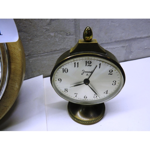 351 - CLOCK AND BAROMETER, COMPASS, OVAL CLOCK