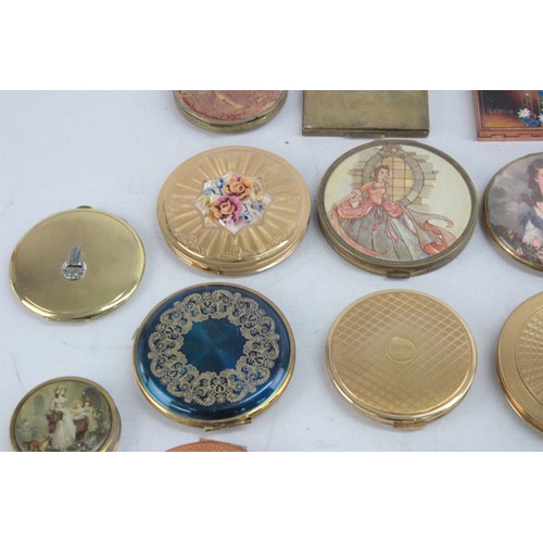 401 - 25 x Assorted Vintage Ladies Powder COMPACTS Inc Kigu, Floral, Gold Tone Etc