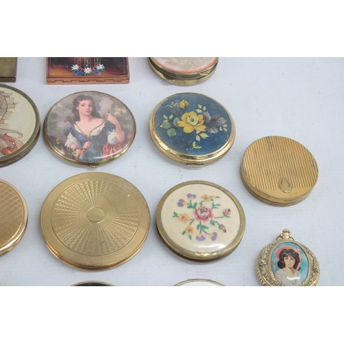 401 - 25 x Assorted Vintage Ladies Powder COMPACTS Inc Kigu, Floral, Gold Tone Etc