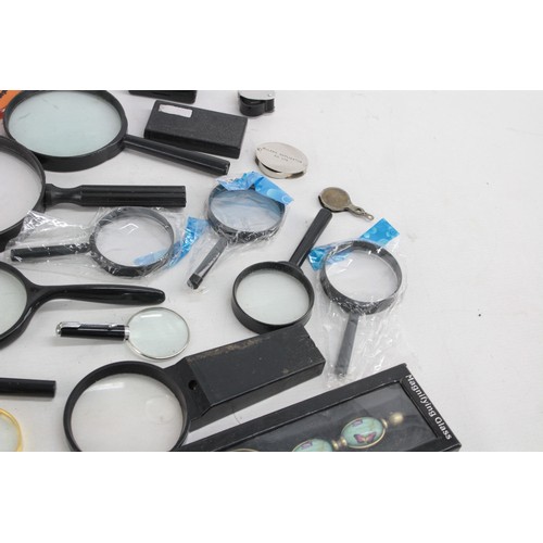 421 - Job Lot Assorted Vintage MAGNIFYING GLASSES Inc Chain, Boxed, Silver Plate Etc