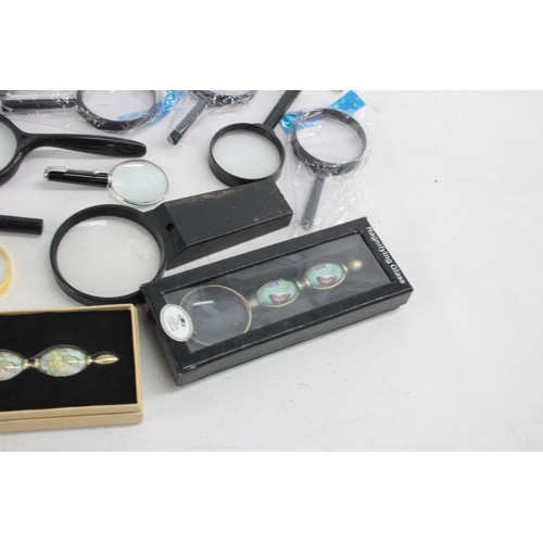 421 - Job Lot Assorted Vintage MAGNIFYING GLASSES Inc Chain, Boxed, Silver Plate Etc