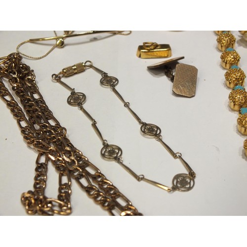 281 - SELECTION OF GOLDTONE JEWELLERY INCLUDES NECKLACES, RINGS & EARRINGS