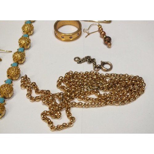 281 - SELECTION OF GOLDTONE JEWELLERY INCLUDES NECKLACES, RINGS & EARRINGS