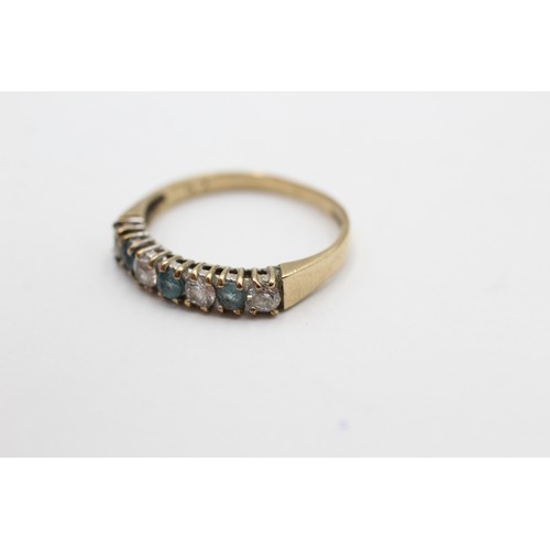 436 - 9ct gold topaz and clear gemstone set half hoop eternity ring (1.6g) SIZE- M