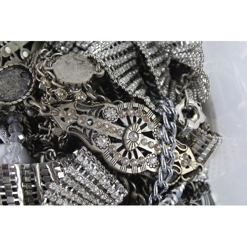 437 - Job Lot Assorted Silver Tone LADIES BELTS Inc Vintage, Chain, Sparkly Etc