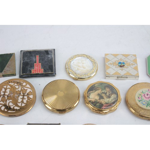 459 - 20 x Assorted Vintage Ladies Powder COMPACTS Inc Floral, Boxed, Gold Tone Etc