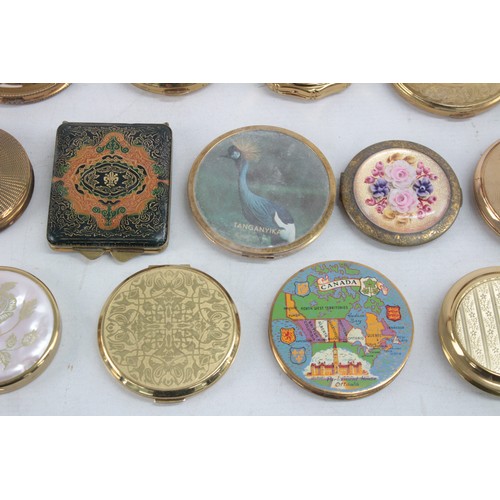 459 - 20 x Assorted Vintage Ladies Powder COMPACTS Inc Floral, Boxed, Gold Tone Etc