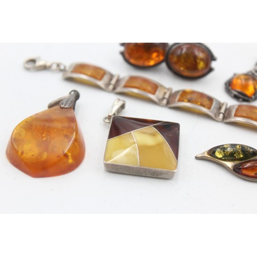 474 - 10 x .925 amber set jewellery including bracelet and earring