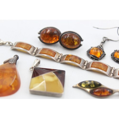 474 - 10 x .925 amber set jewellery including bracelet and earring