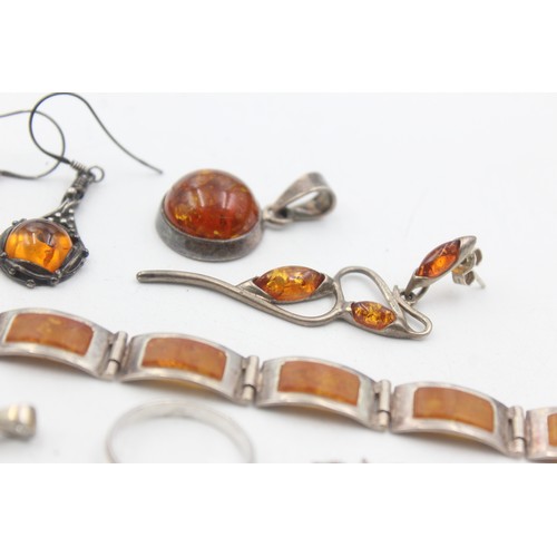 474 - 10 x .925 amber set jewellery including bracelet and earring