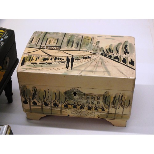 196 - SELECTION OF ORIENTAL HAND PAINTED MUSICAL JEWELLERY BOXES