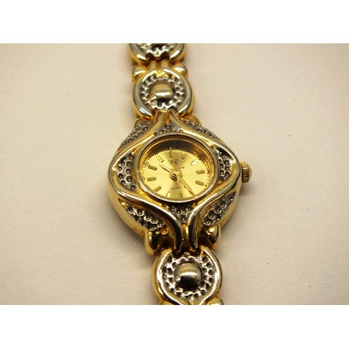 294 - PHILIP MERCIER LADIES 18CT GOLD PLATED WATCH IN A WATCH BOX