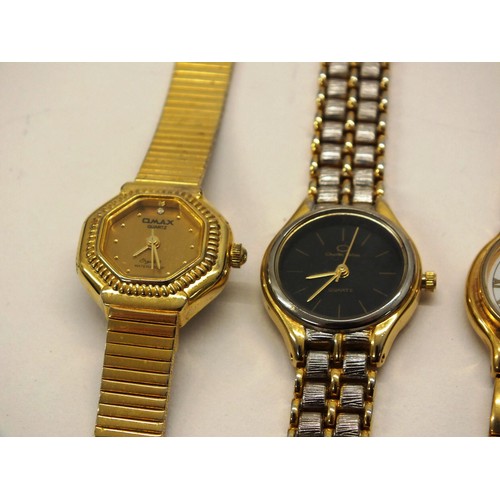 297 - 4 x LADIES GOLD PLATED WATCHES INCLUDING PHILIP MERCIER WATCH FACE