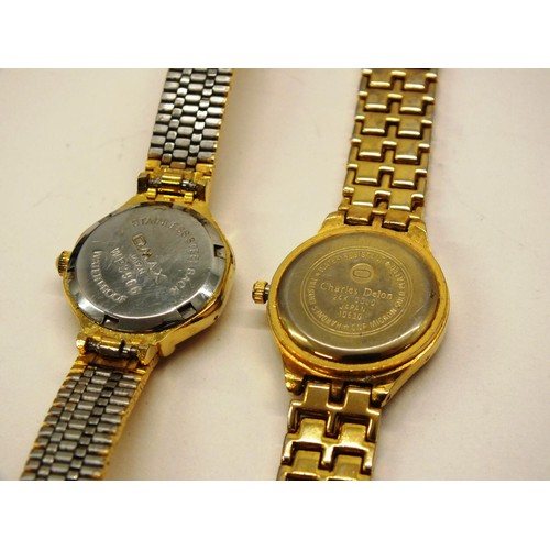 297 - 4 x LADIES GOLD PLATED WATCHES INCLUDING PHILIP MERCIER WATCH FACE