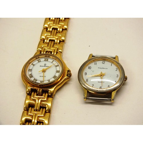 297 - 4 x LADIES GOLD PLATED WATCHES INCLUDING PHILIP MERCIER WATCH FACE