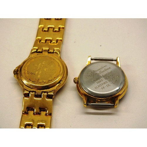 297 - 4 x LADIES GOLD PLATED WATCHES INCLUDING PHILIP MERCIER WATCH FACE