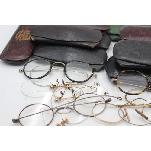 537 - 13 x Antique / Vintage SPECTACLES Inc Rolled Gold, Cased Etc