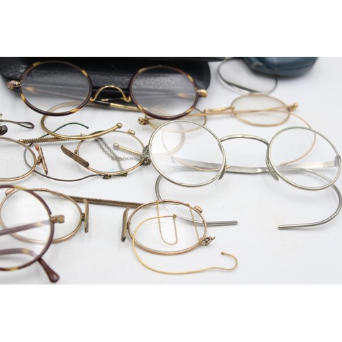 537 - 13 x Antique / Vintage SPECTACLES Inc Rolled Gold, Cased Etc