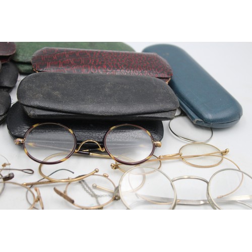 537 - 13 x Antique / Vintage SPECTACLES Inc Rolled Gold, Cased Etc