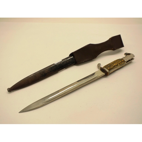 83 - GERMAN SOLINGEN BAYONET AND SCABBARD WITH ANTLER HANDLE