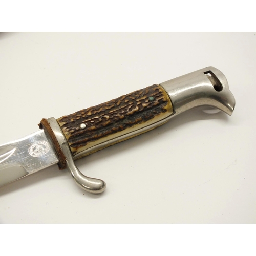 83 - GERMAN SOLINGEN BAYONET AND SCABBARD WITH ANTLER HANDLE