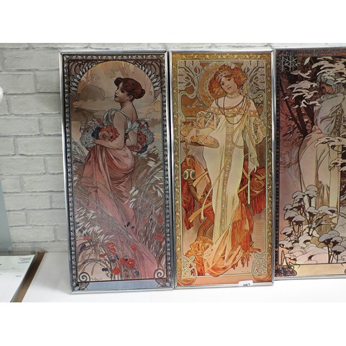 87 - SET OF FOUR MUCHA FOUR SEASONS PICTURES APPROXIMATE SIZE 28