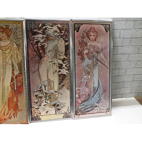 87 - SET OF FOUR MUCHA FOUR SEASONS PICTURES APPROXIMATE SIZE 28