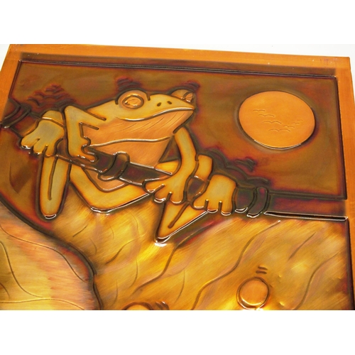 89 - COPPER RELIEF PICTURE WITH WITH FROG AND PLATYPUS- CAIRNS TONY 20 BATTEN 22