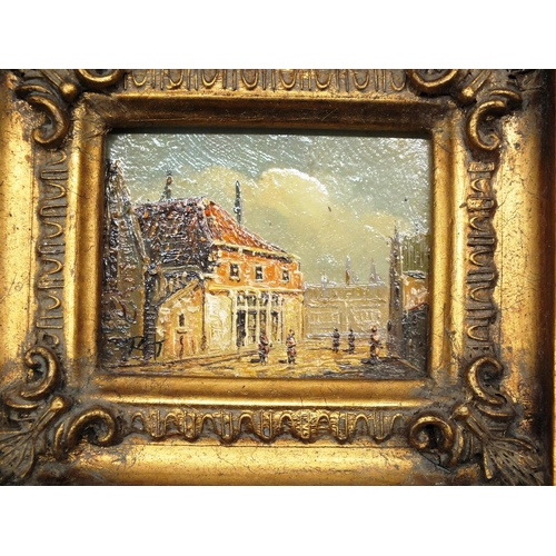 90 - SMALL OIL ON BOARD PAINTING ORNATE GILT FRAME- 7.3