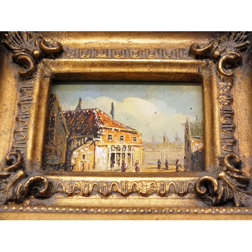 90 - SMALL OIL ON BOARD PAINTING ORNATE GILT FRAME- 7.3