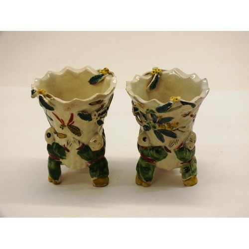 96 - PAIR OF VINTAGE ANTIQUE ORIENTAL SMALL VASES APPROX HEIGHT 4