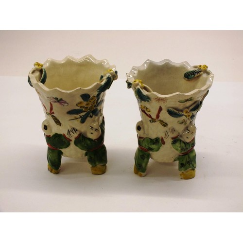 96 - PAIR OF VINTAGE ANTIQUE ORIENTAL SMALL VASES APPROX HEIGHT 4