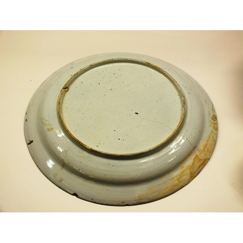 99 - ANTIQUE ADAMS BLUE AND WHITE BWOL AS FOUND, LARGE BLUE AND WHITE CHINESE CHARGER PLATE AS FOUND AND ... 