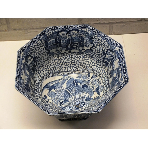 99 - ANTIQUE ADAMS BLUE AND WHITE BWOL AS FOUND, LARGE BLUE AND WHITE CHINESE CHARGER PLATE AS FOUND AND ... 