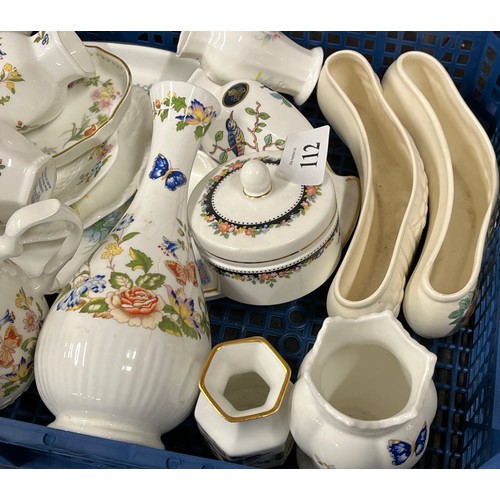 112 - BOX OF MISC CERAMICS INCLUDES AYNSLEY