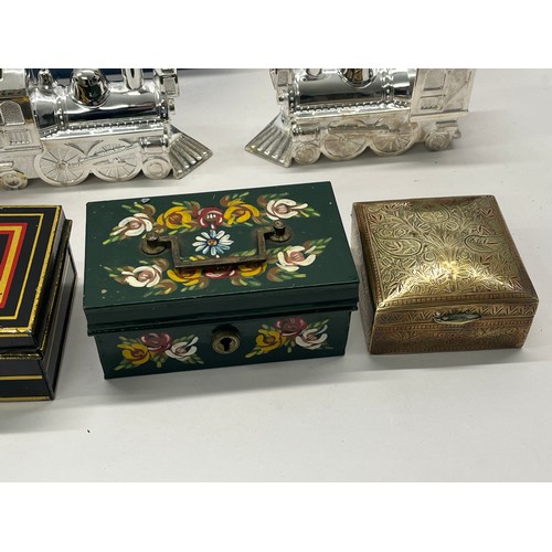 429 - 10 x Assorted Vintage BOXES Inc Money Boxes, Silver Plate, Tin Plate Etc