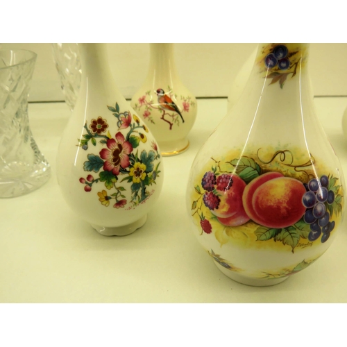 106 - CRYSTAL VASES AND ROYAL WORCESTER COALPORT AND CROWN BUD VASES