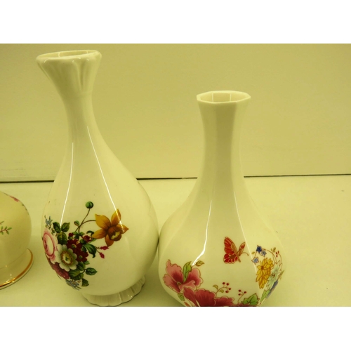 106 - CRYSTAL VASES AND ROYAL WORCESTER COALPORT AND CROWN BUD VASES