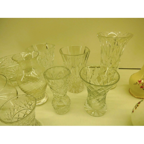 106 - CRYSTAL VASES AND ROYAL WORCESTER COALPORT AND CROWN BUD VASES