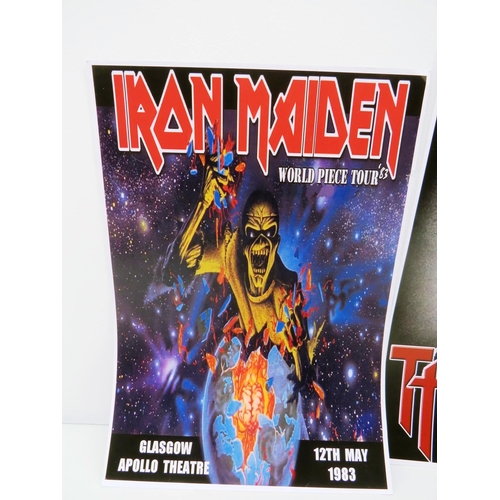 28 - FOUR CONCERT PRINTS- T-REX, IRON MAIDEN AND THIN LIZZY