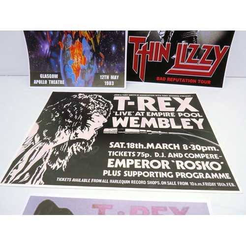 28 - FOUR CONCERT PRINTS- T-REX, IRON MAIDEN AND THIN LIZZY