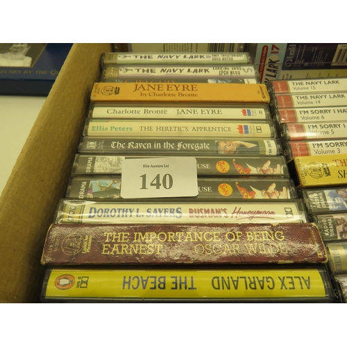 140 - BOX OF VINTAGE TV CASSETTE TAPES, BOXED GOLDEN JUBILEE SPEECHES AND VINTAGE BOXED CASDAN SUPERCASH T... 