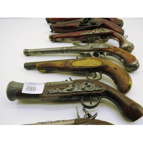 80 - EIGHT ORNAMENTAL FLINTLOCK PISTOLS