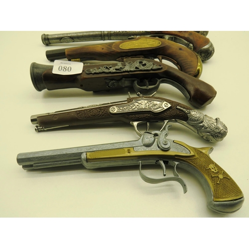 80 - EIGHT ORNAMENTAL FLINTLOCK PISTOLS