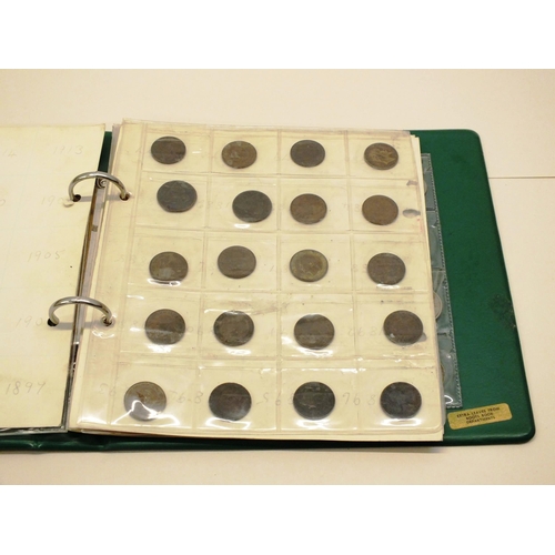 145 - GREEN COIN ALBUM WITH 10 SILVER COINS AND OTHERS