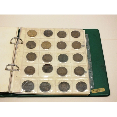 145 - GREEN COIN ALBUM WITH 10 SILVER COINS AND OTHERS