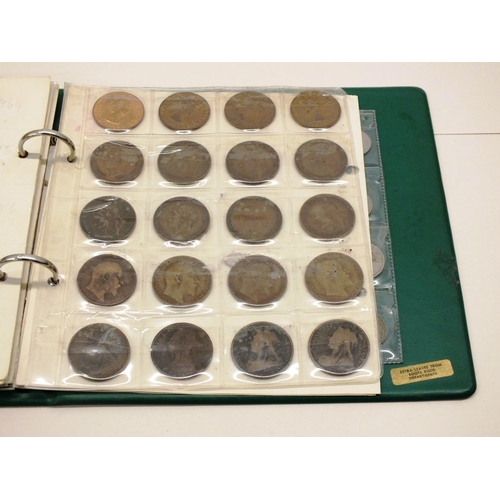 145 - GREEN COIN ALBUM WITH 10 SILVER COINS AND OTHERS